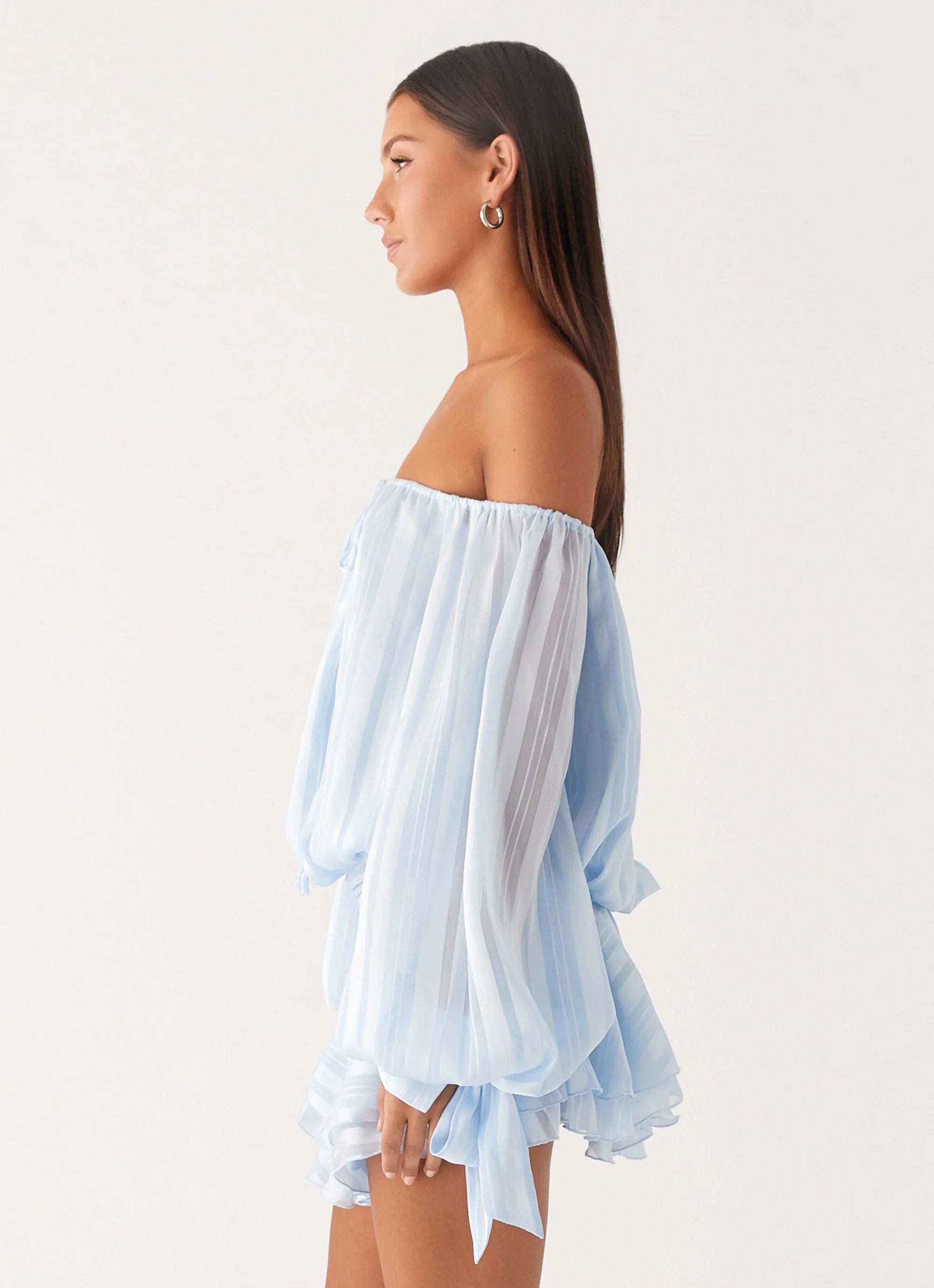Eira Balloon Sleeve Mini Dress Baby Blue