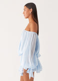 Eira Balloon Sleeve Mini Dress Baby Blue