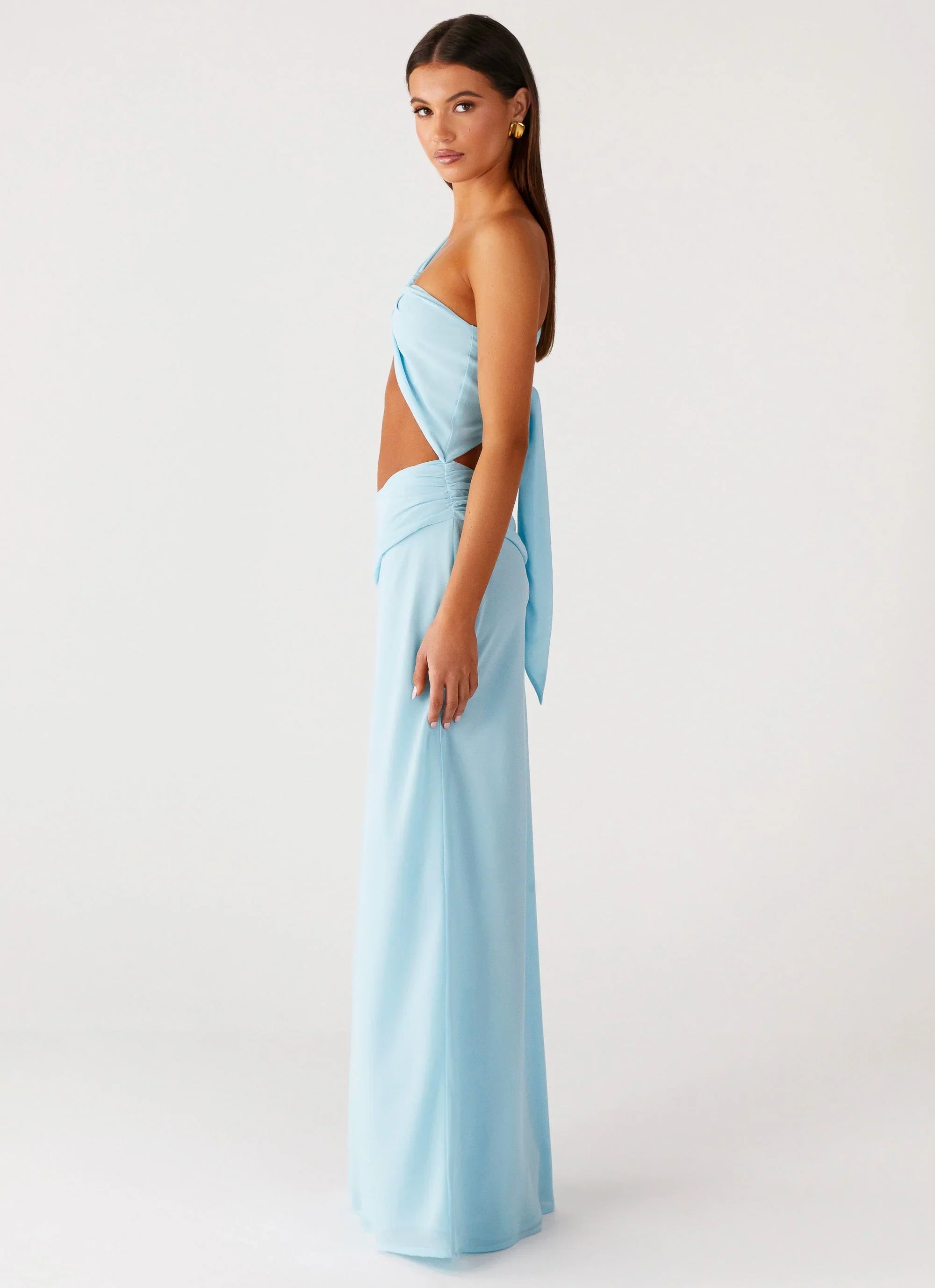 Cindelle One Shoulder Maxi Dress Turquoise