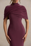 Cleora Burgundy Twist Cape Maxi Dress