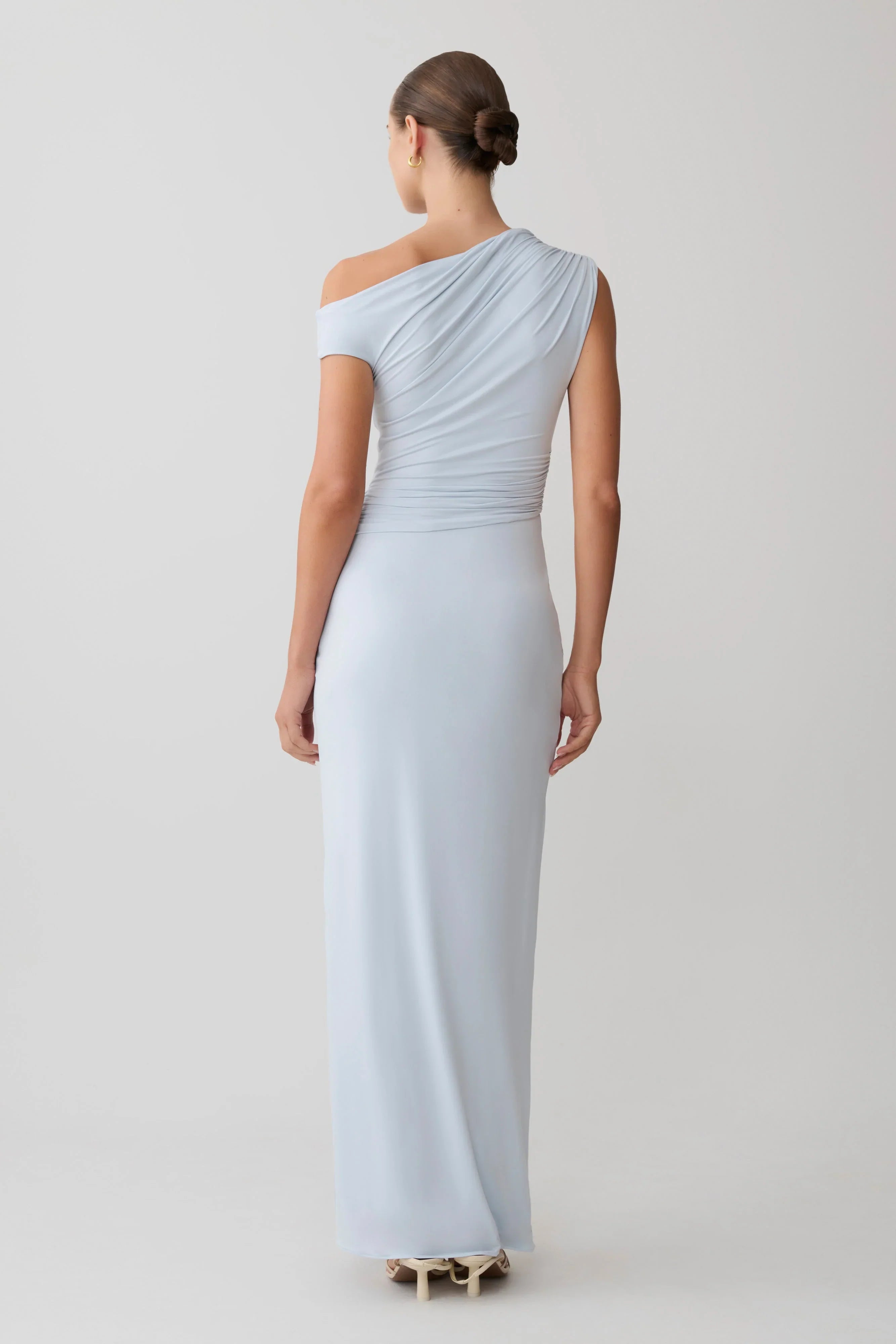Alyn Off Shoulder Draped Maxi Dress Pale Blue