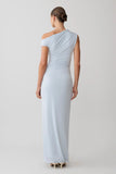 Alyn Off Shoulder Draped Maxi Dress Pale Blue