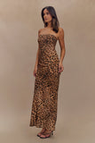 Breanna Strapless Chiffon Maxi Dress Leopard Print