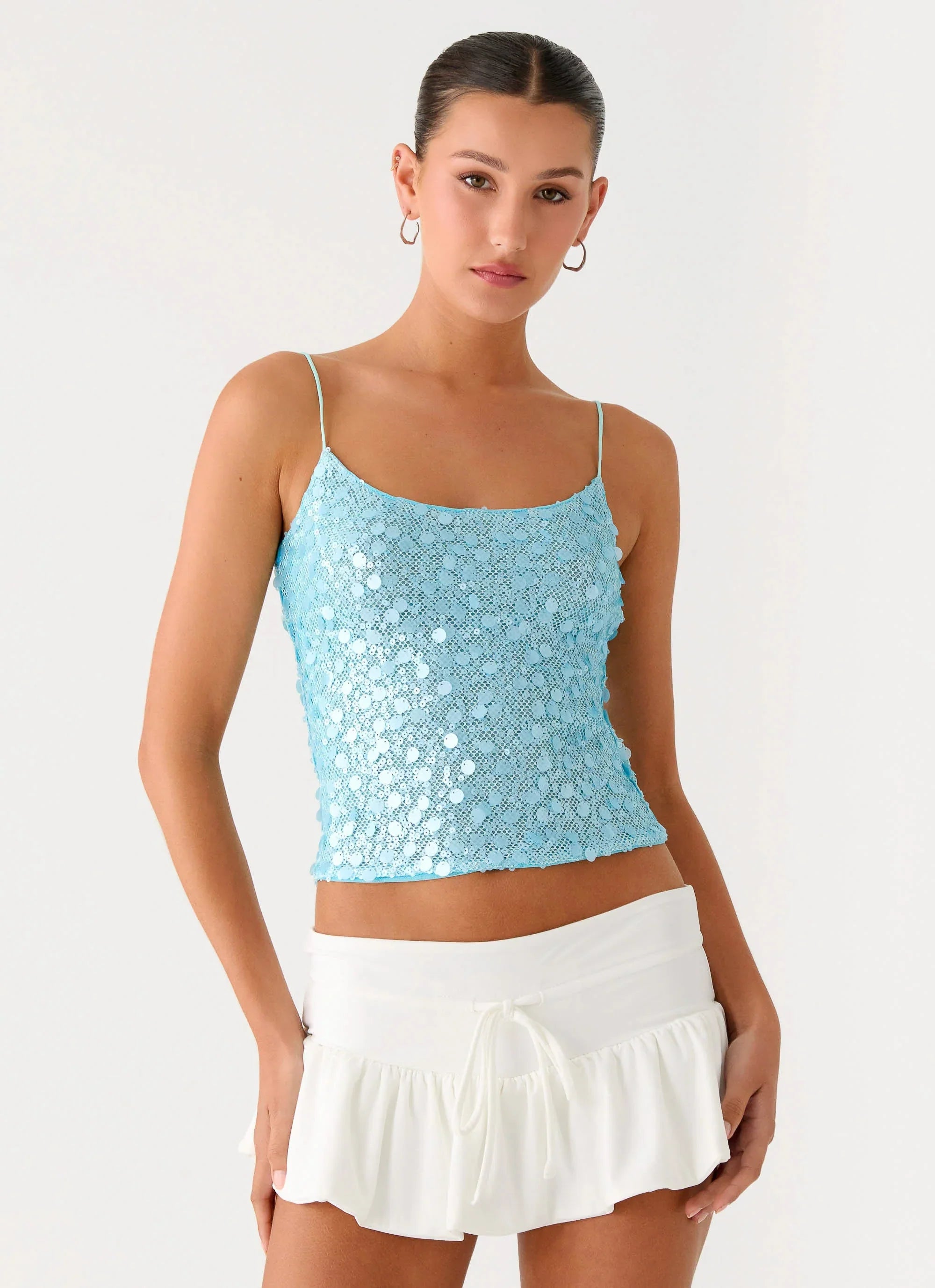 French Exit Sequin Top Blue