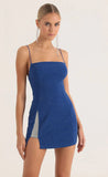Rhinestone Slit Dress in Blue