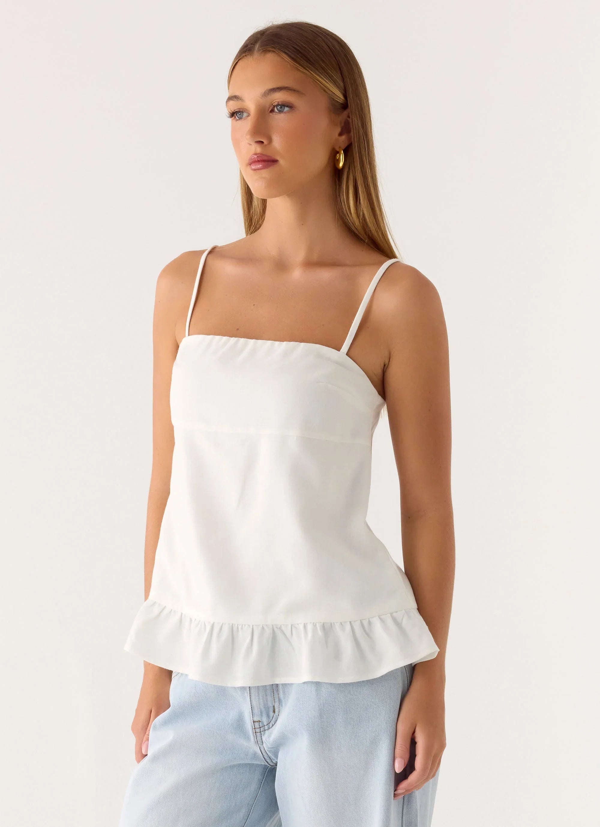 Lucie Mae Linen Top White