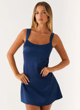 Odette Satin Mini Dress Navy