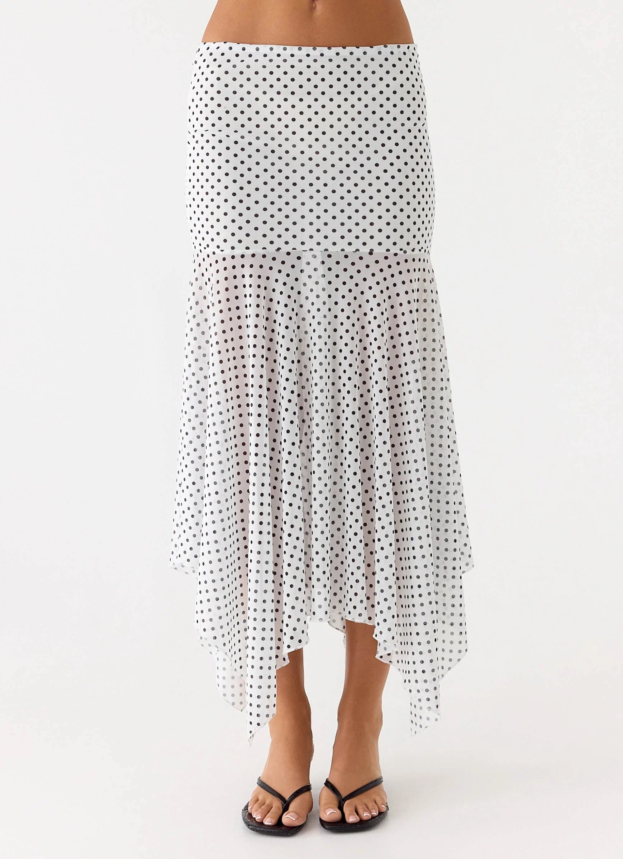 Buffy Maxi Skirt White Polkadot