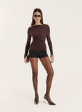 Chocolate Long Sleeved Drape Top