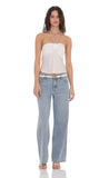 Satin Jacquard Halter Top in White