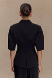 Opal Puff Sleeve Suiting Top Black