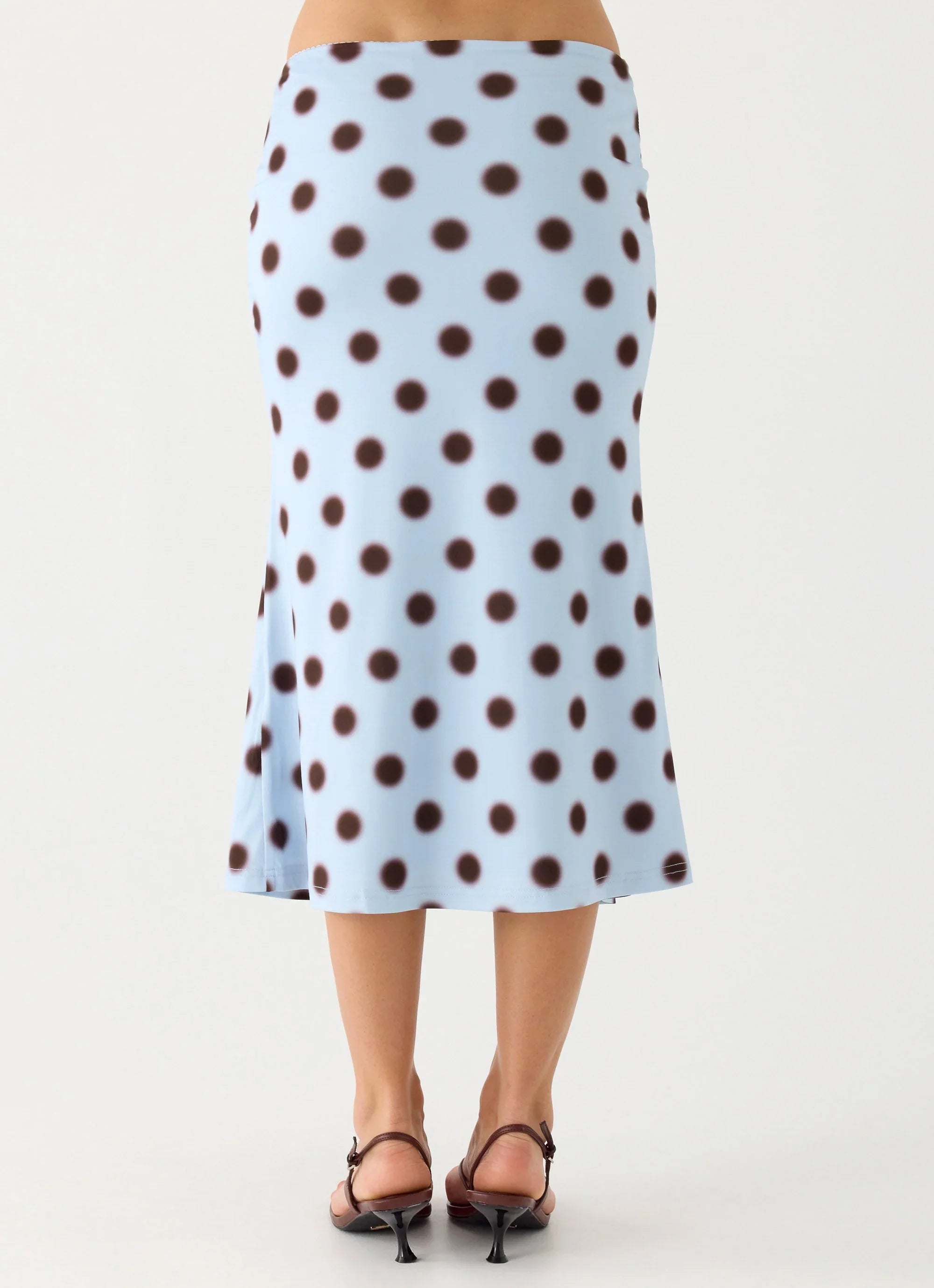 Bahama Low Rise Midi Skirt Blue Mocha Dot