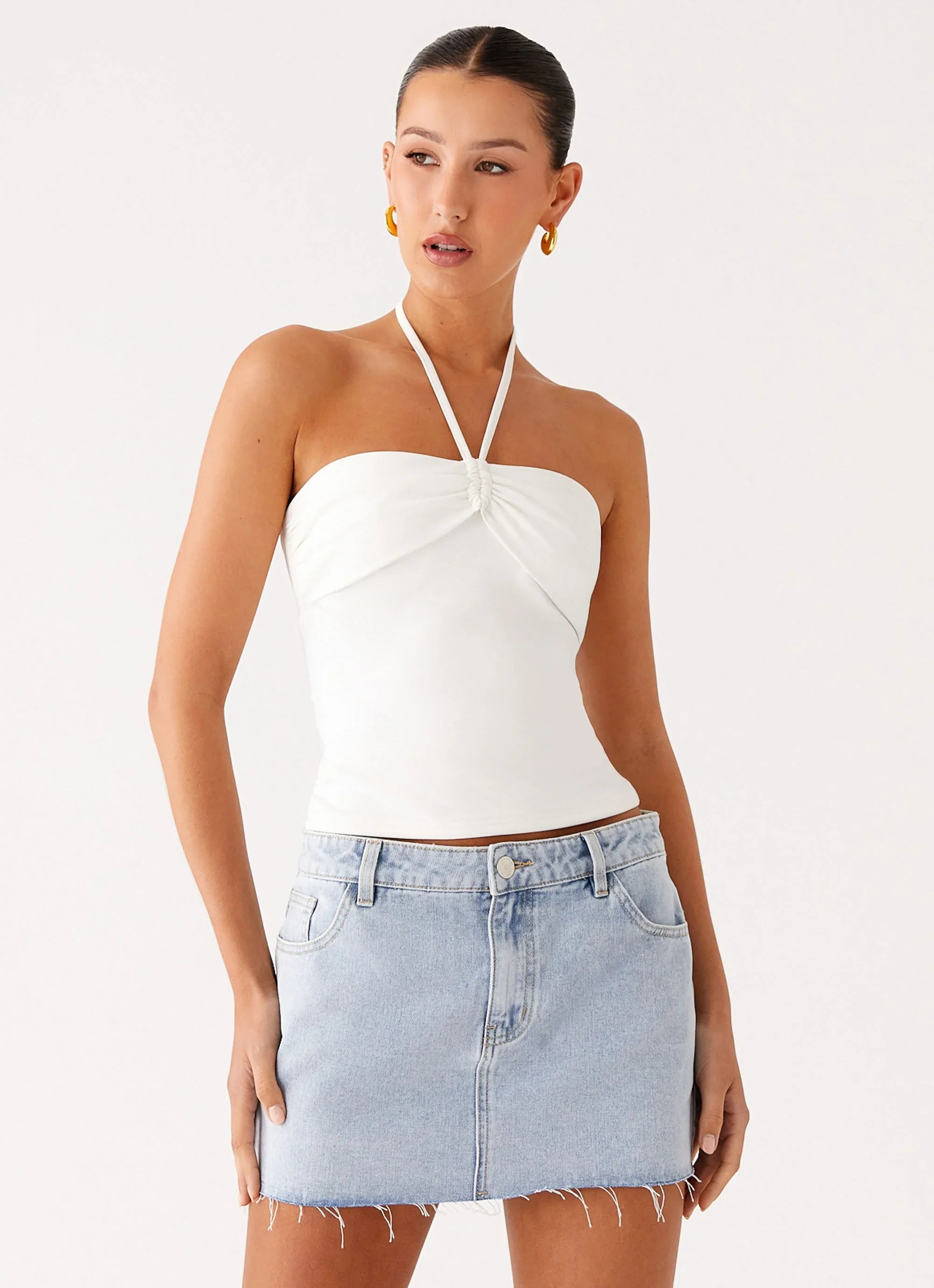 Kamen Low Rise Mini Skirt Light Denim