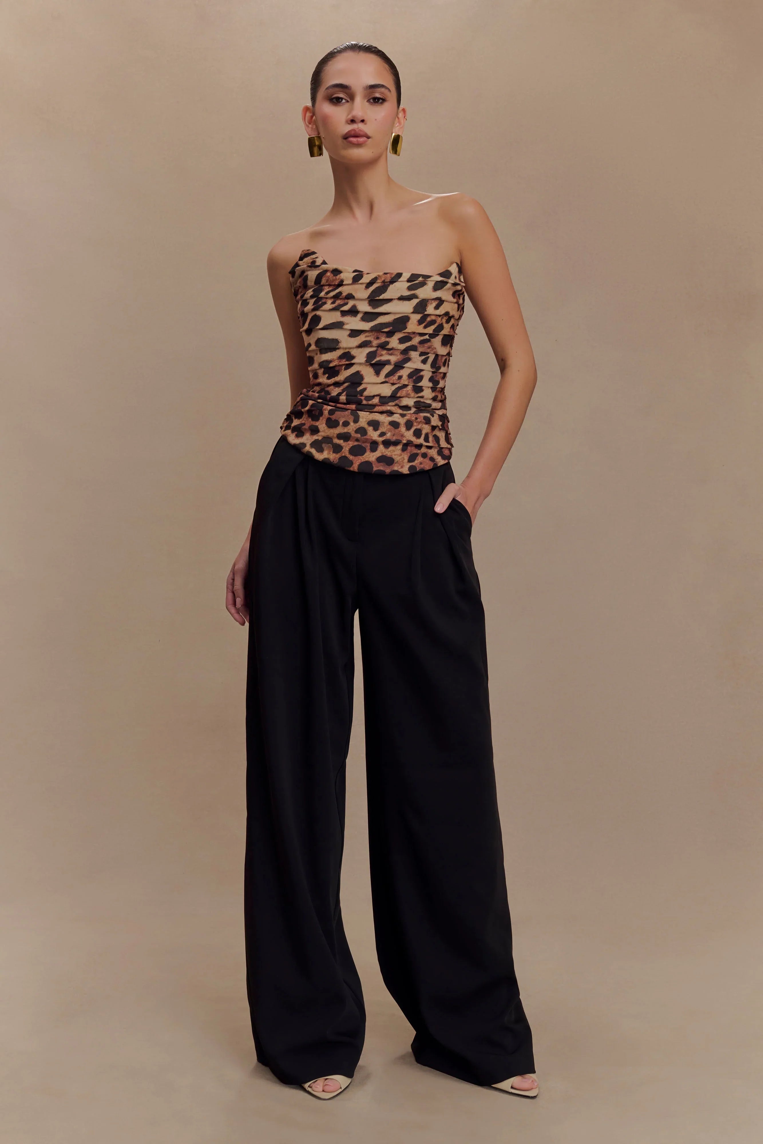 Jacqueline Pleated Wide Leg Pants Black