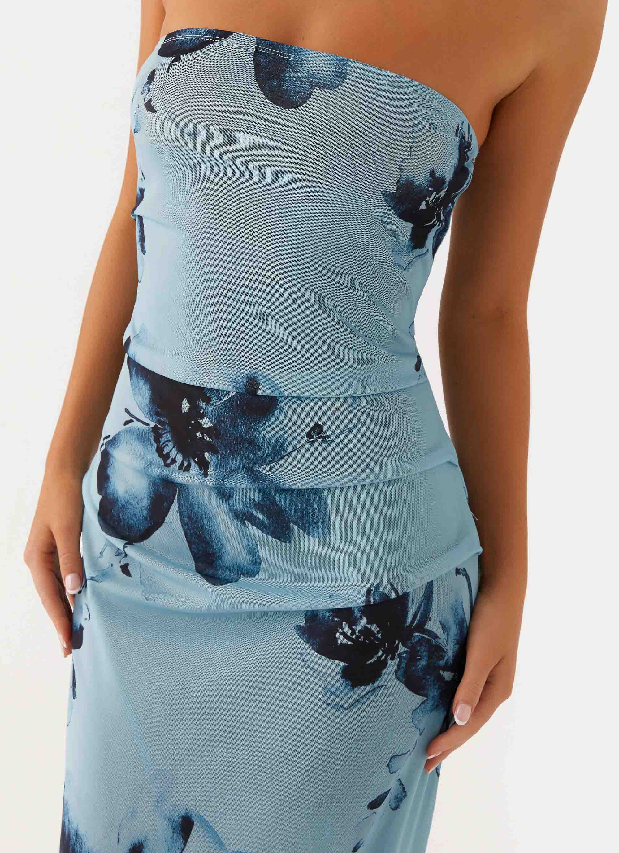 Field Of Dreams Maxi Dress Blue Black Floral
