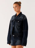 Tropics Denim Jacket Washed Dark Blue