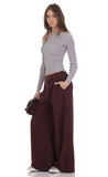 Pleated Baggy Trousers in Burgundy
