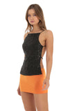Sequin Open Back Top in Black