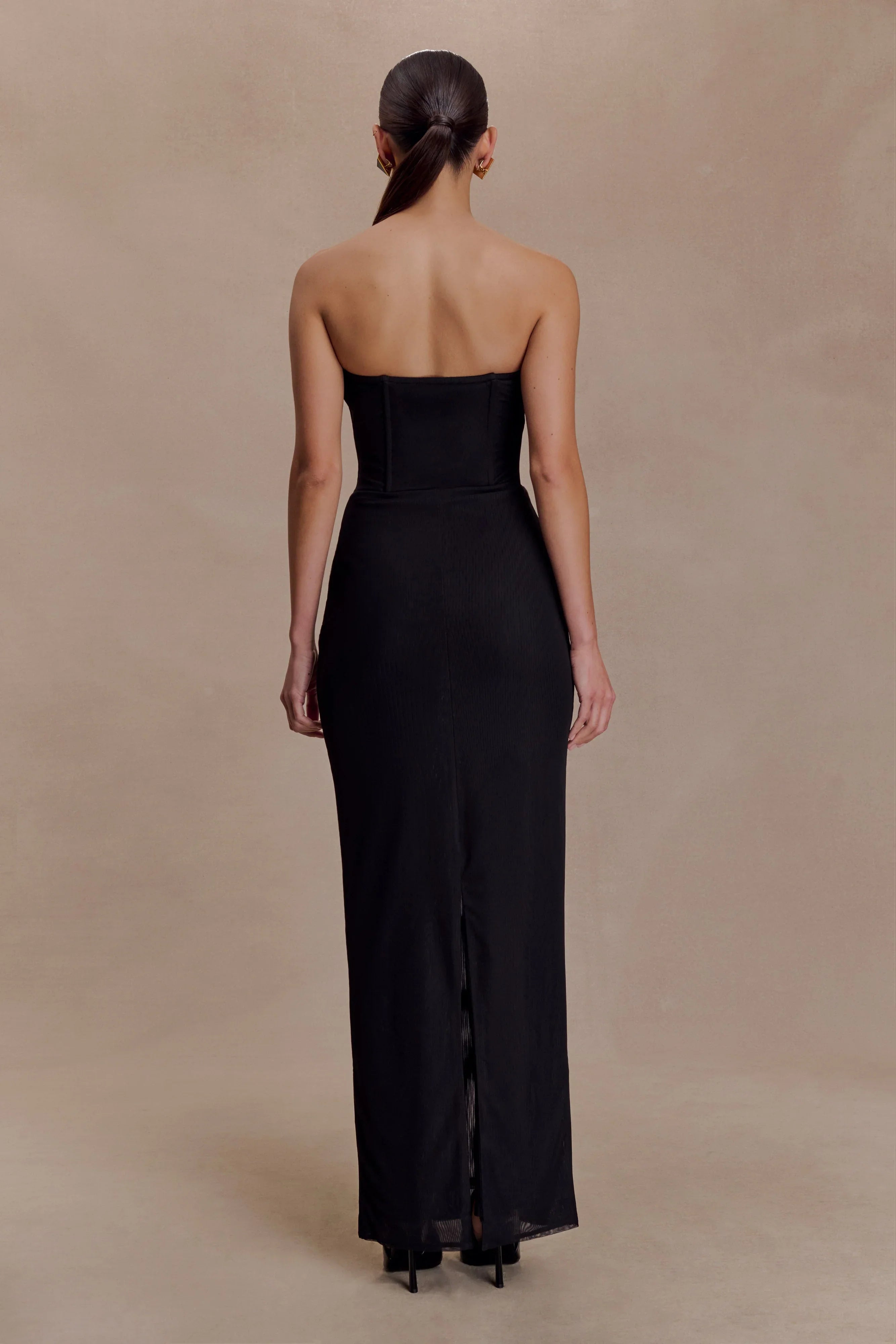Gemma Strapless Mesh Maxi Dress Black