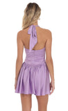 Satin Halter A line Dress in Lilac