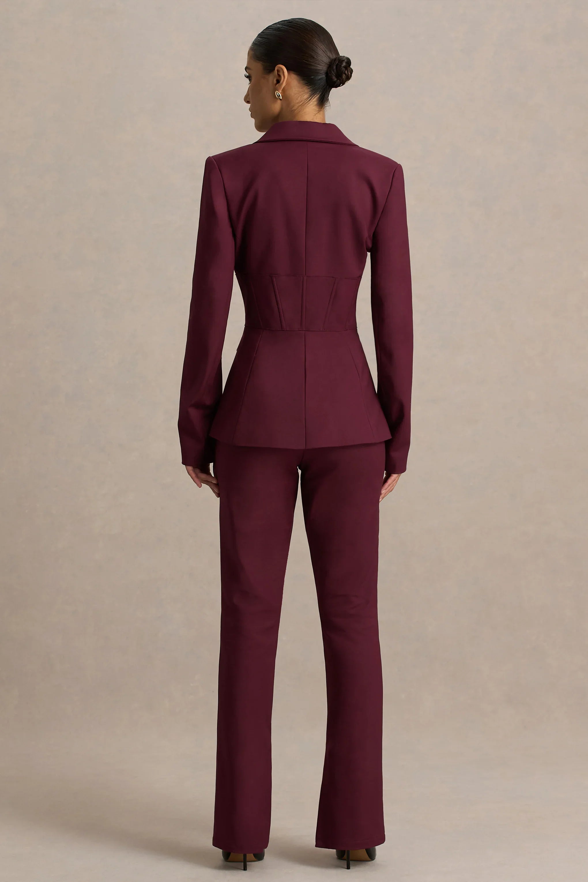 Wonder Woman Burgundy High Waist Tailored Trousers With Hem Split