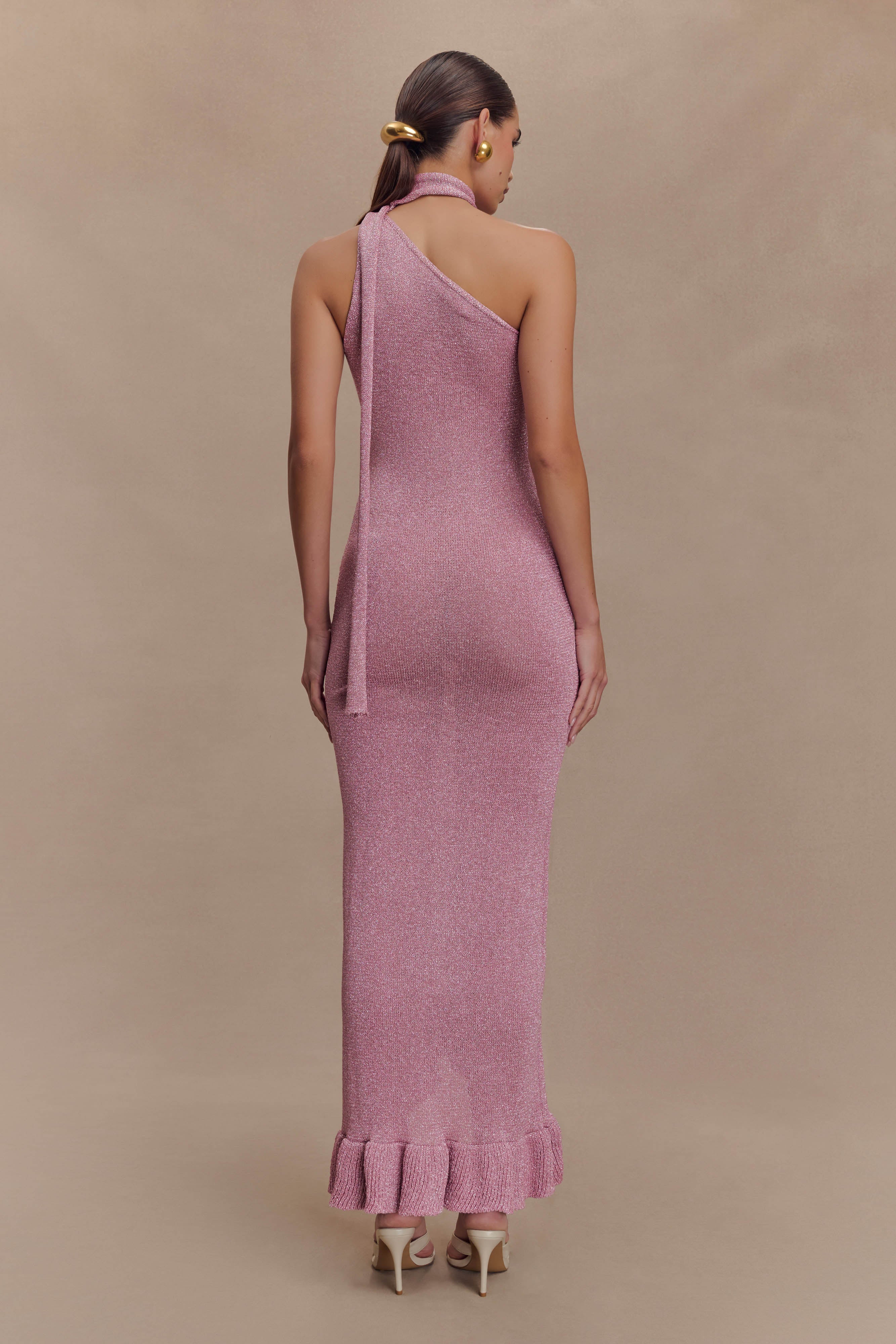 Celestino Floral Metallic Knit Maxi Dress Pink
