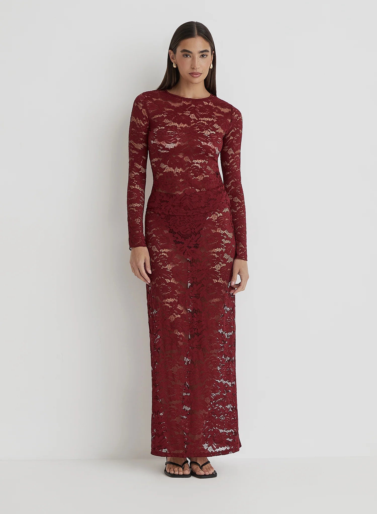 Burgundy Lace Long Sleeve Top