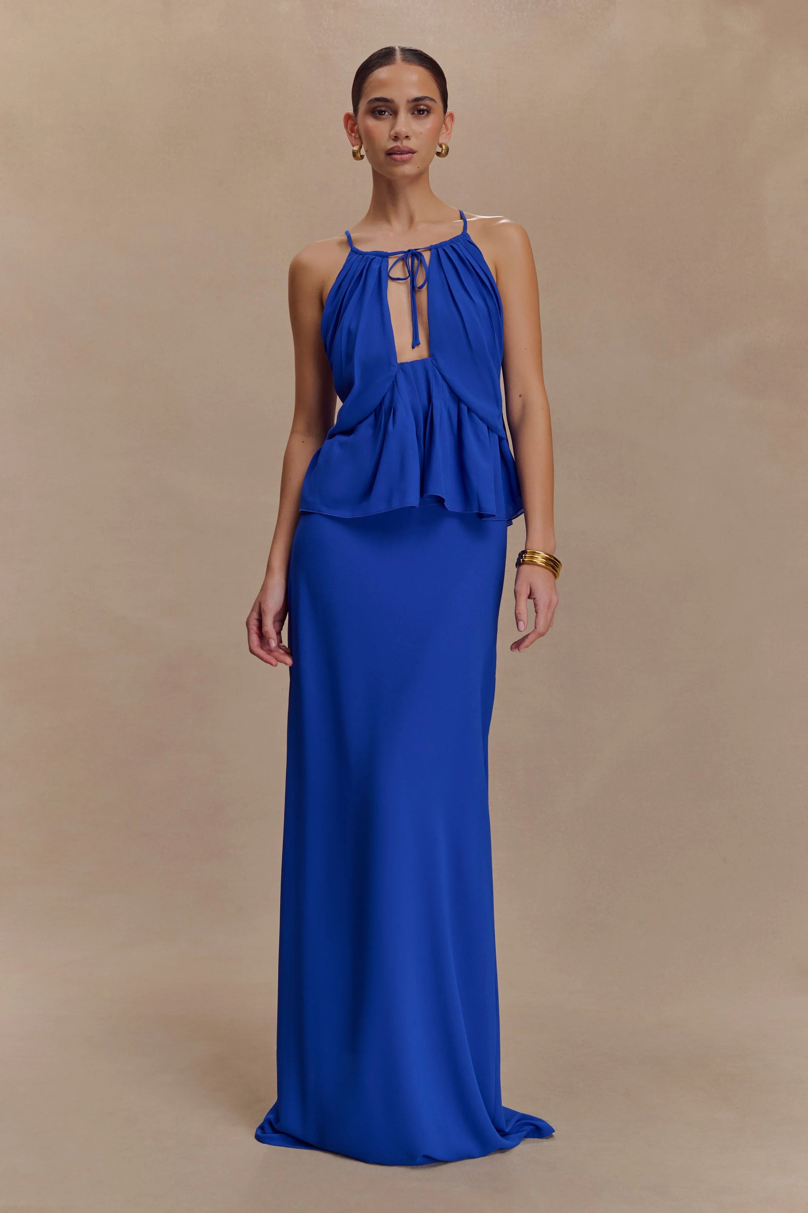 Korra Chiffon Halter Top Cobalt Blue