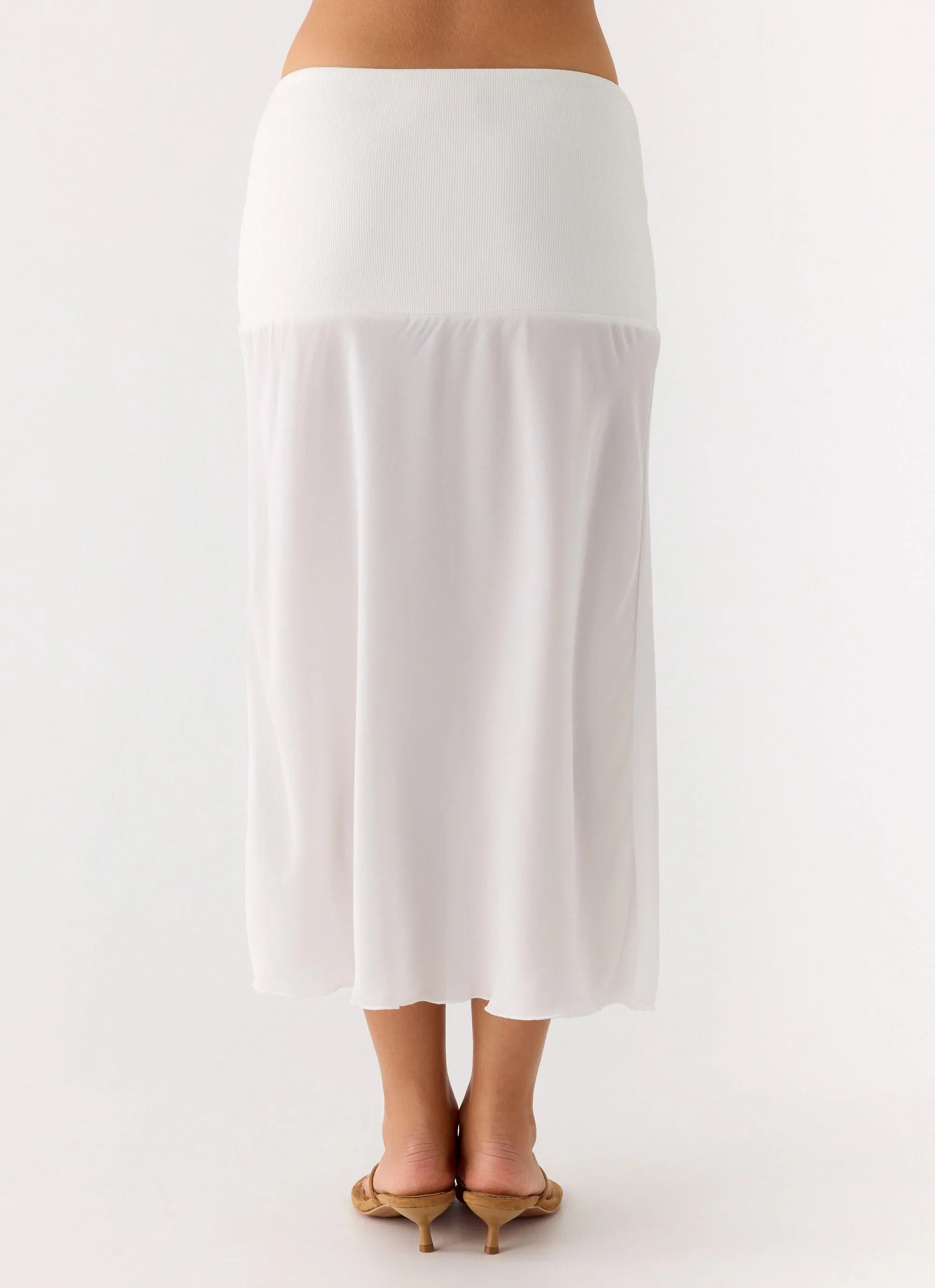 Connect My Heart Midi Skirt White