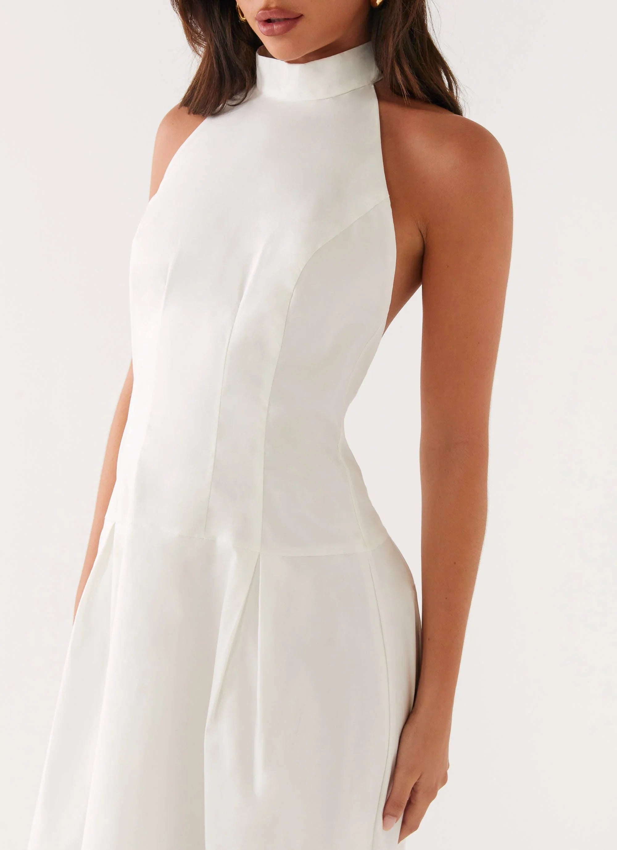 Calla Halter Midi Dress White
