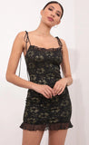 Stretch Lace Dress in Black and Gold