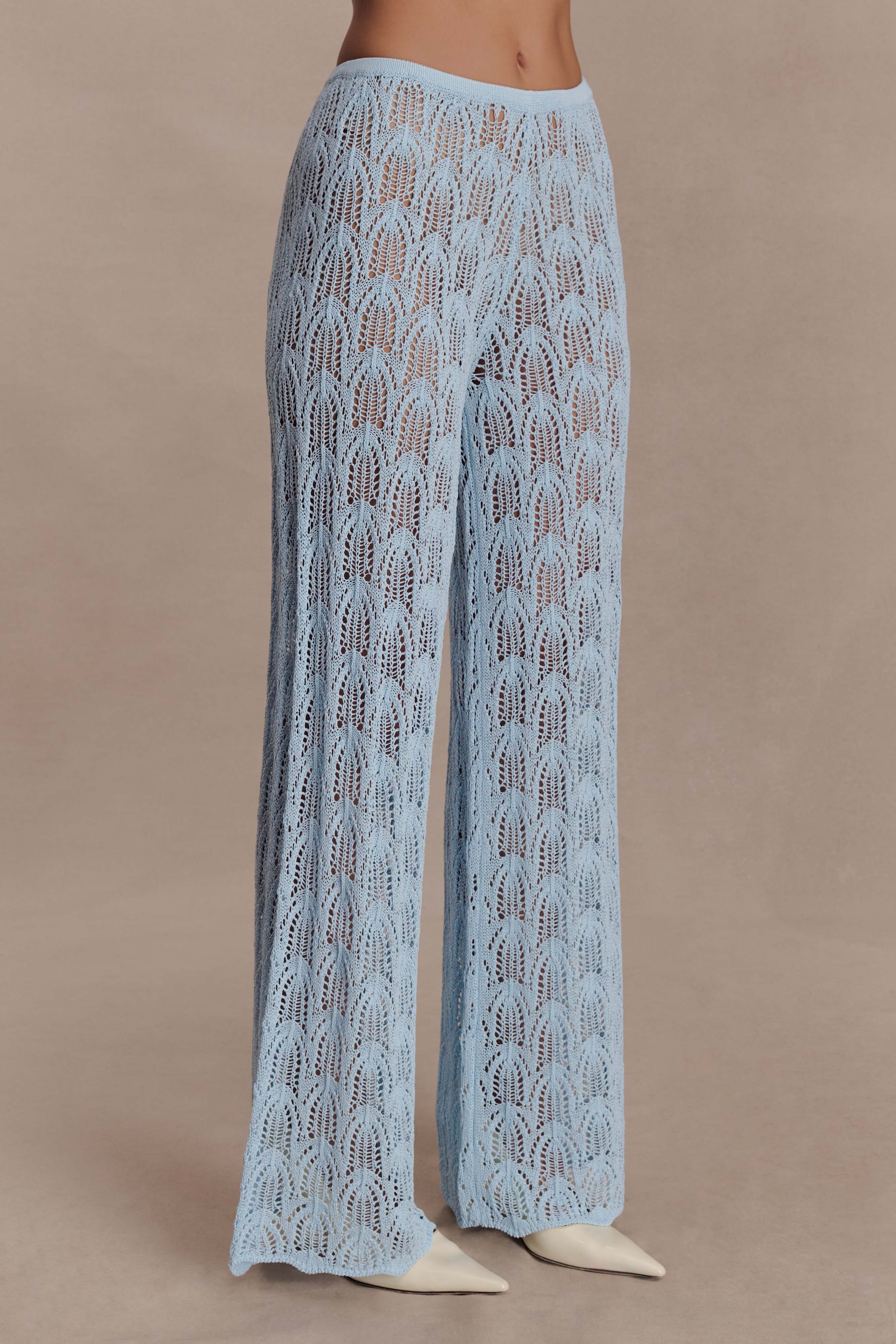 Glinda Crochet Pants Light Blue