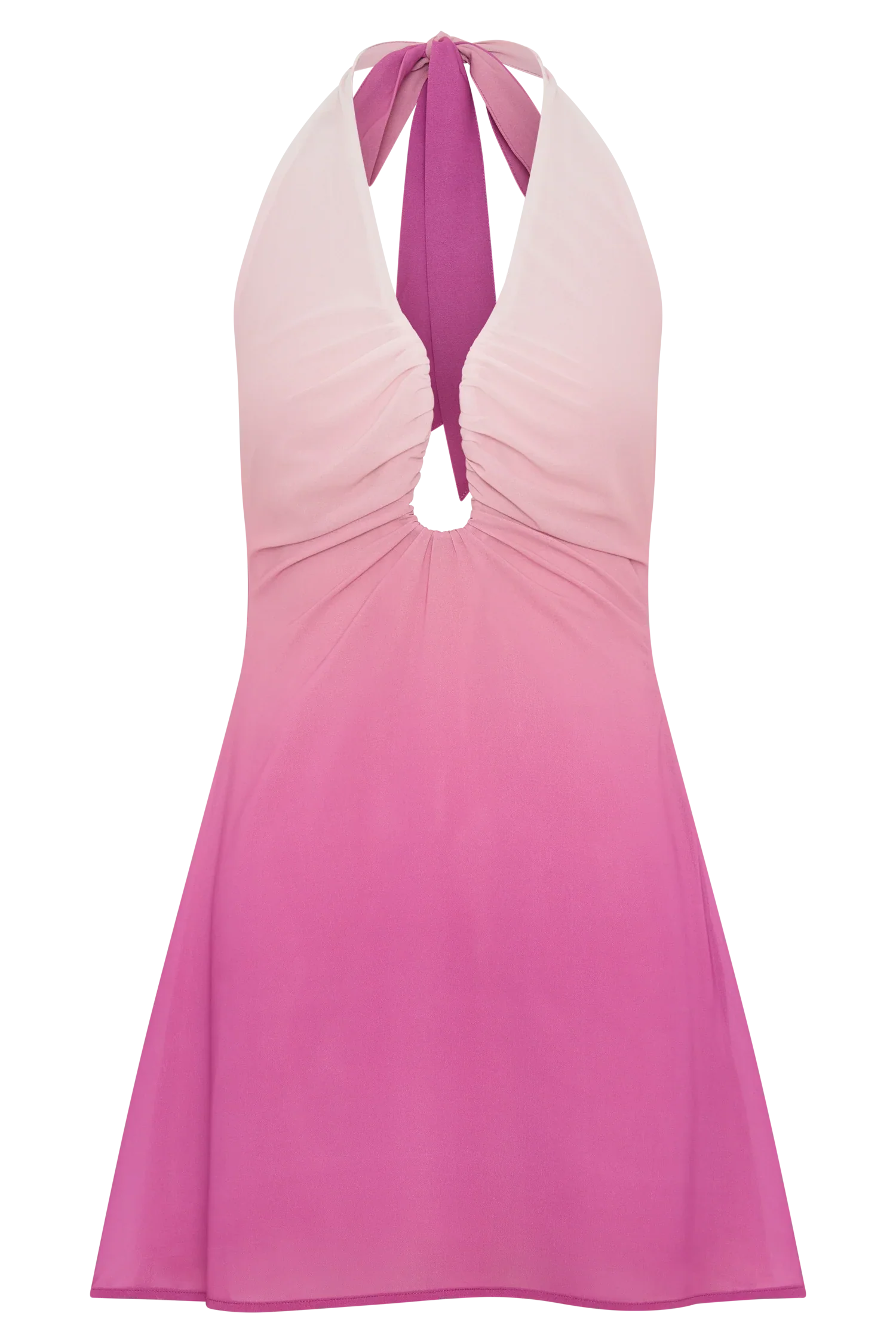 Malakhai Chiffon Halter Mini Dress Ombre Pink