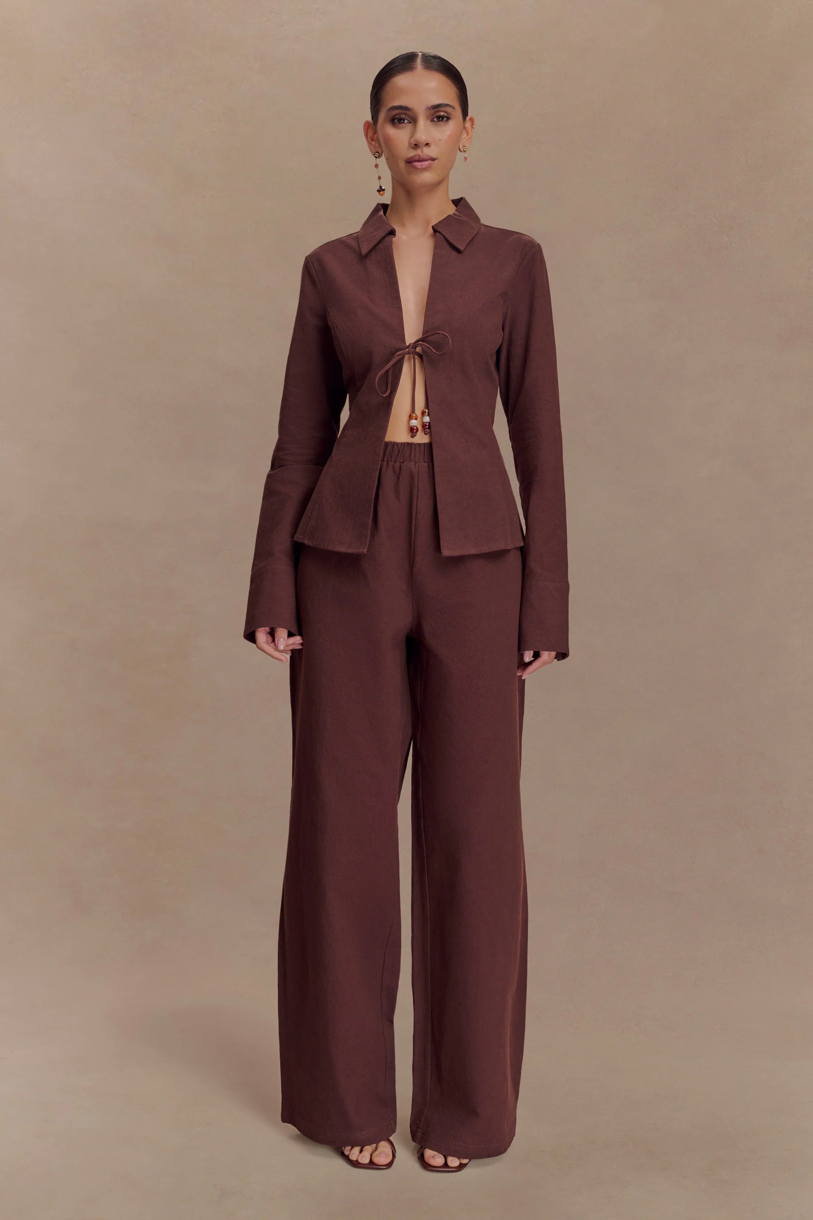 Janayia Cotton Wide Leg Pants Dark Espresso