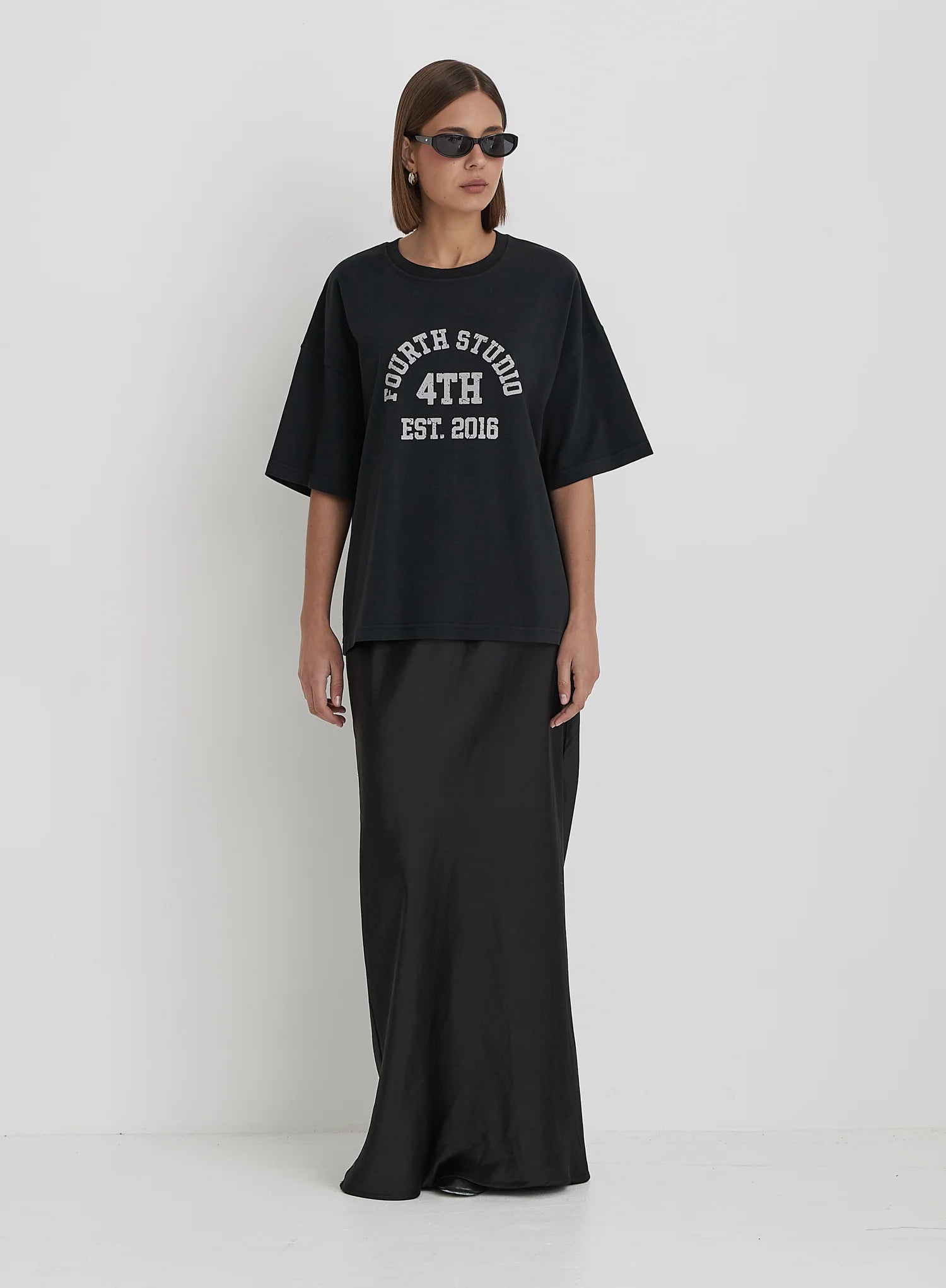 Grey Acid Wash Oversized Distressed Slogan T Shirt