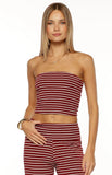 Vaeda Burgundy Stripe Strapless Tube Top