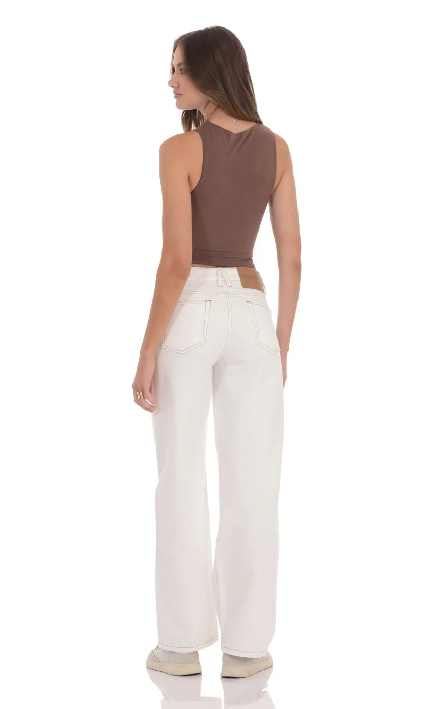 Relaxed Mid Rise Jeans in White