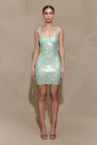 Jasmyn Hot Fix Mini Dress With Mesh Back Mint