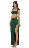Satin Two Piece Set in Green