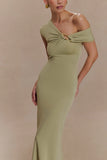 Ashford Asymmetrical Slinky Maxi Dress Sage