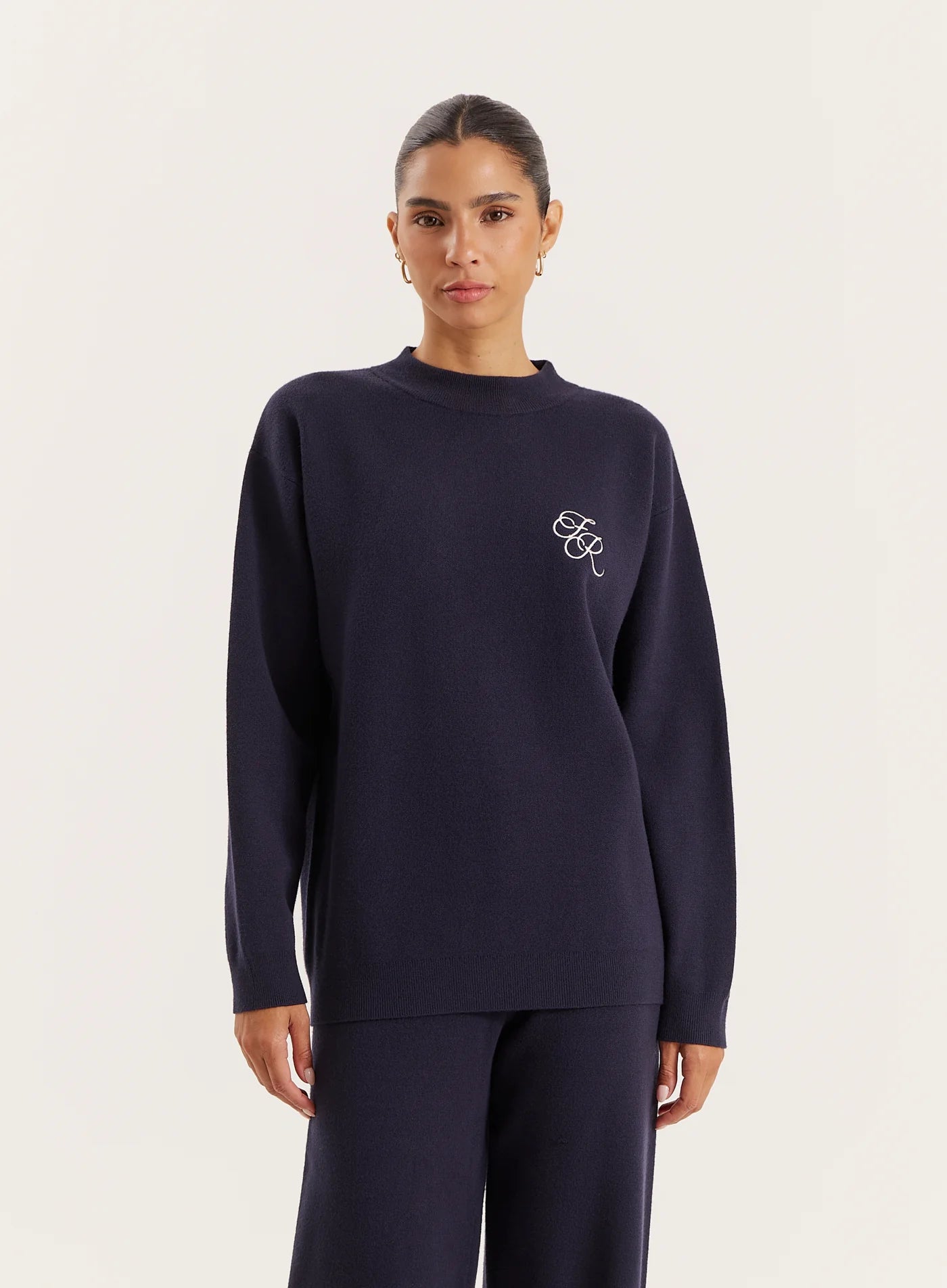 Navy Logo Detail Knitted Jumper