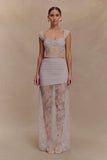 Guinevere Lace And Mesh Maxi Skirt Lilac