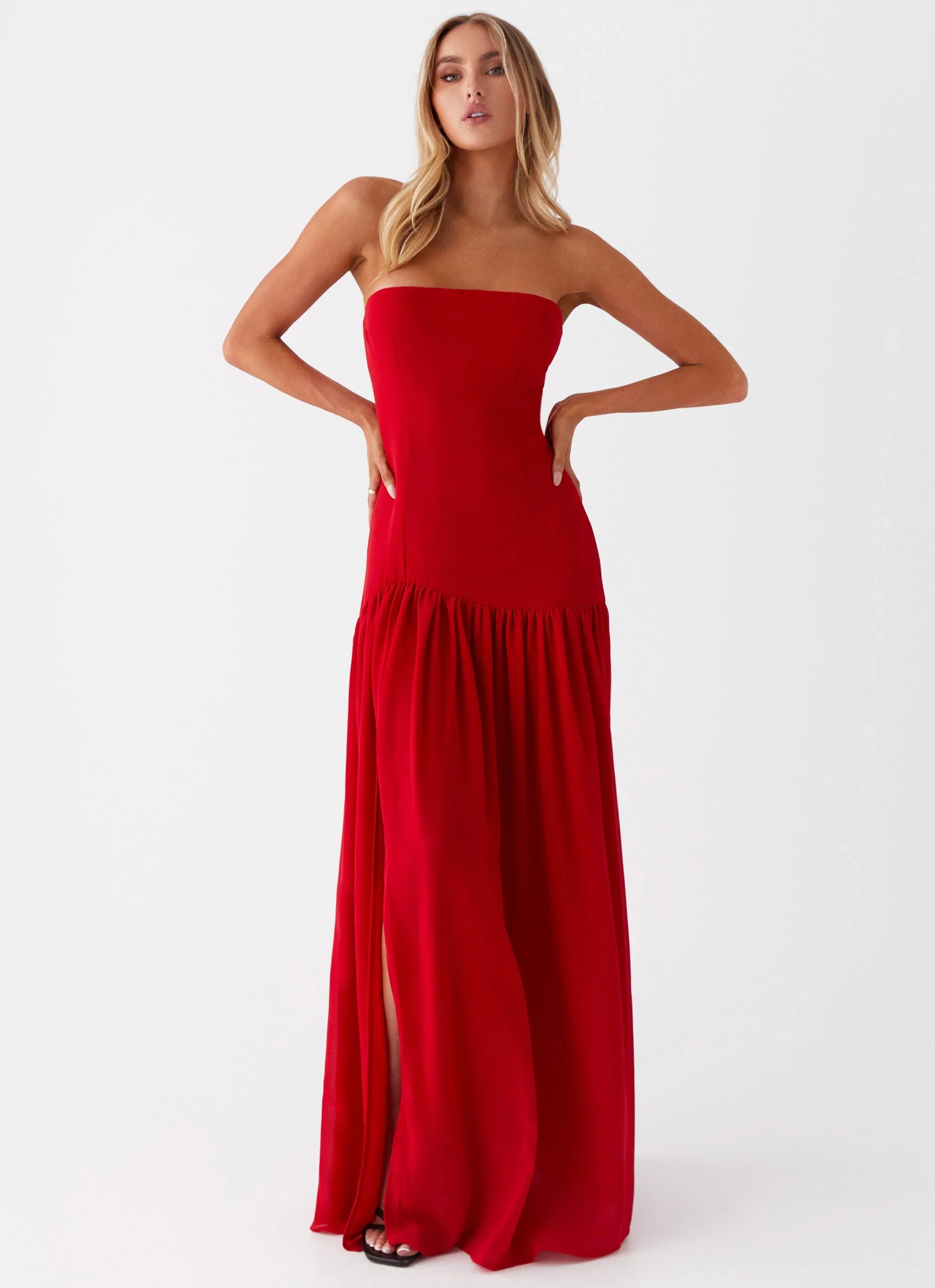 Eden Strapless Maxi Dress Red