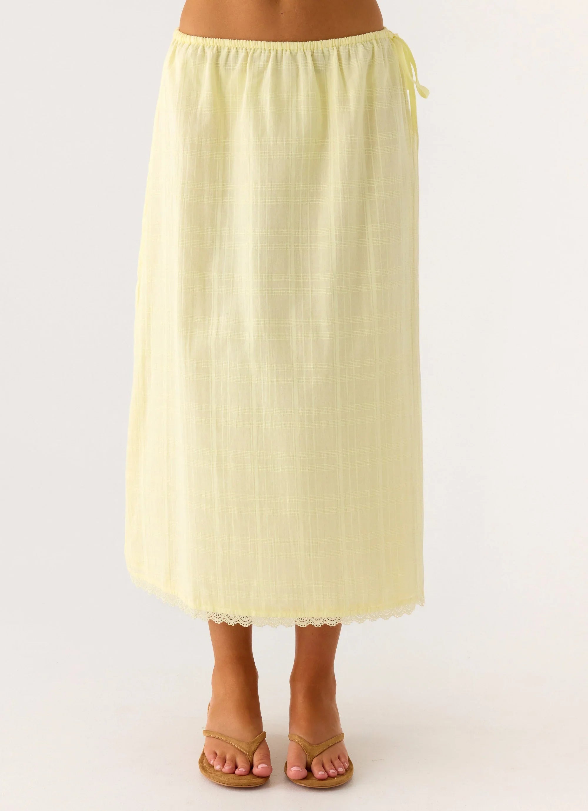 Sweet Lullaby Midi Skirt Lemon Yellow