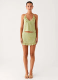 Savoir Beaded Halter Top Mint