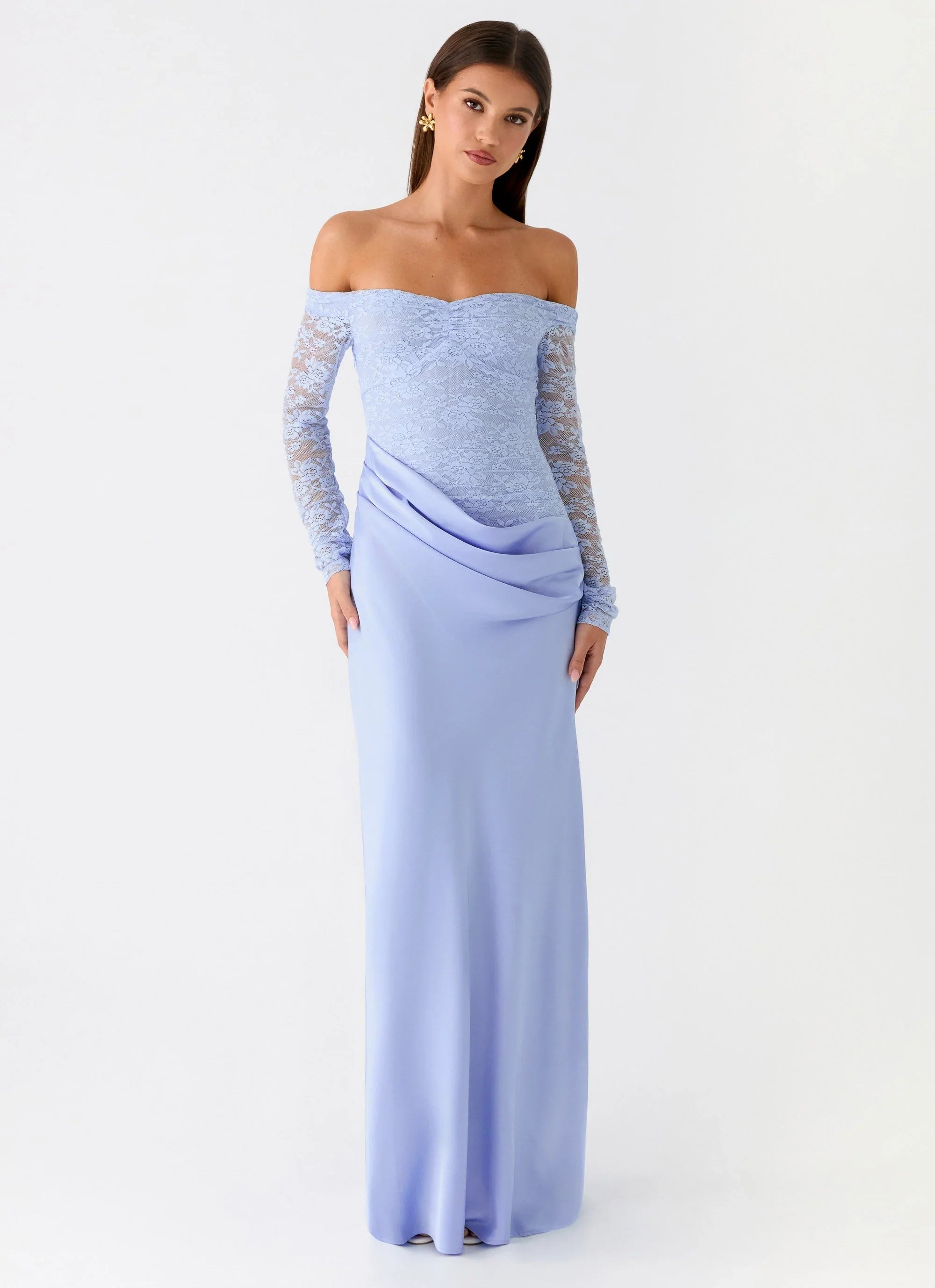 Burke Off Shoulder Maxi Dress Blue