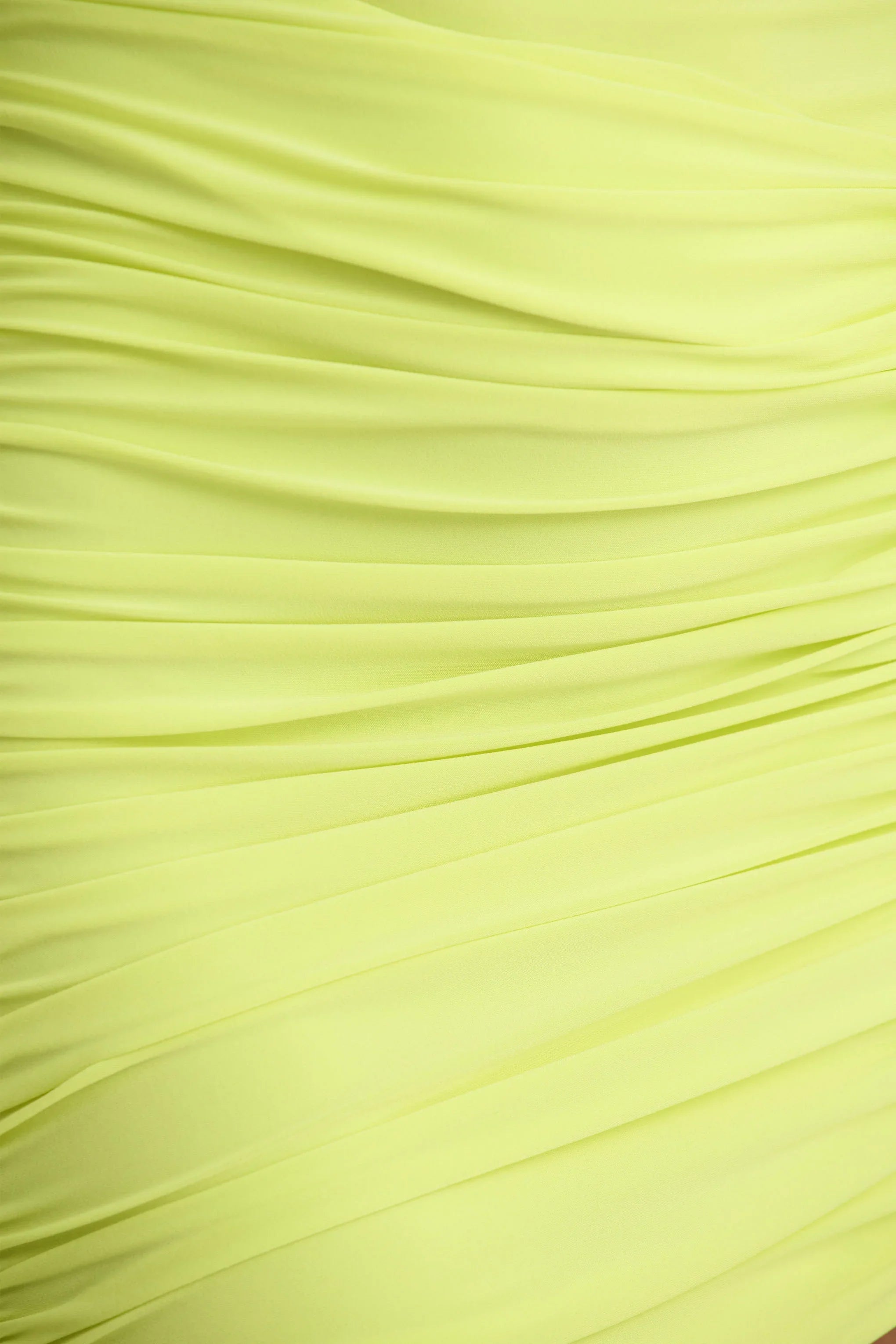 Marci Lime Green Asymmetric Ruched Mini Dress With Sash