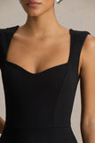 Andromeda Black Sweetheart Neck Midi Dress
