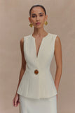 Angelie Suiting Vest Top Ivory