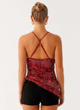 Lost In The Tide Beaded Top Rust
